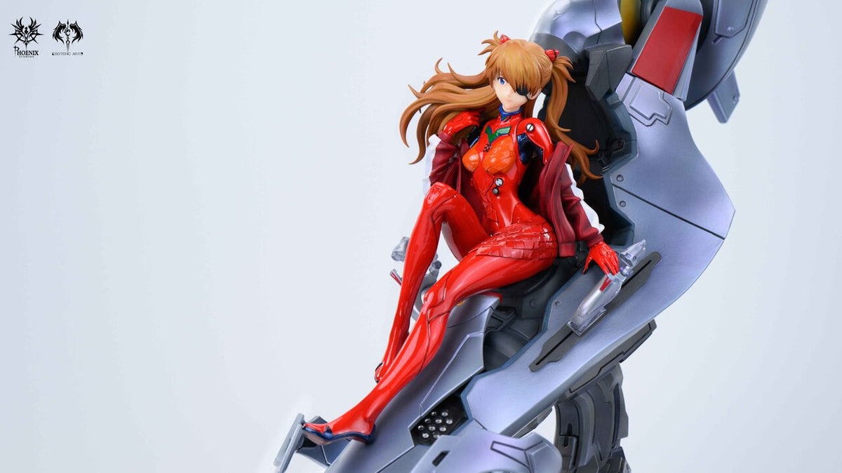 Asuka Langley statue seated in the cockpit, side view