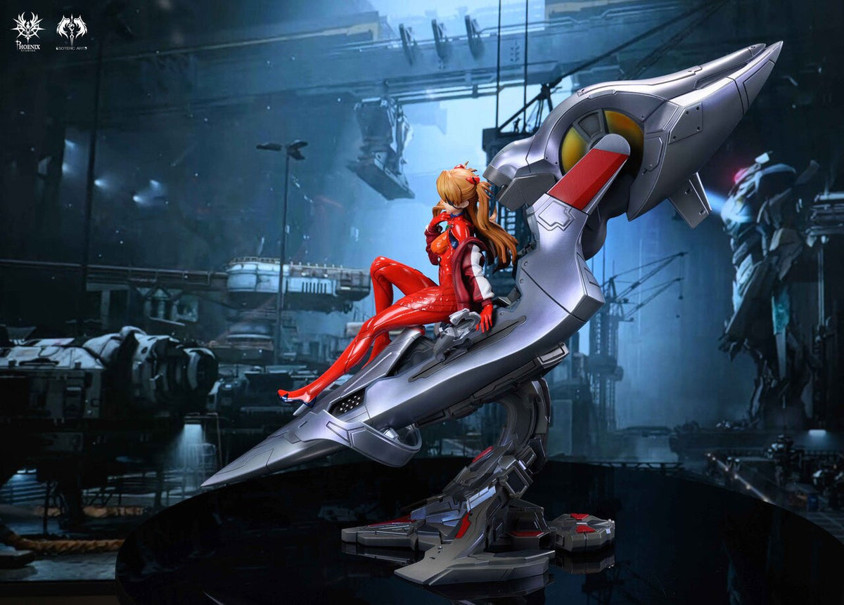 Asuka Langley statue full view in the hangar