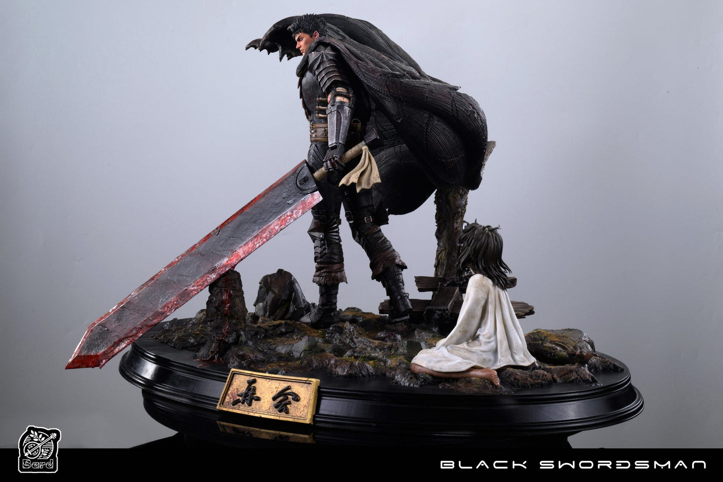 Bard Studio Guts and Casca Berserk resin statue full view on display base