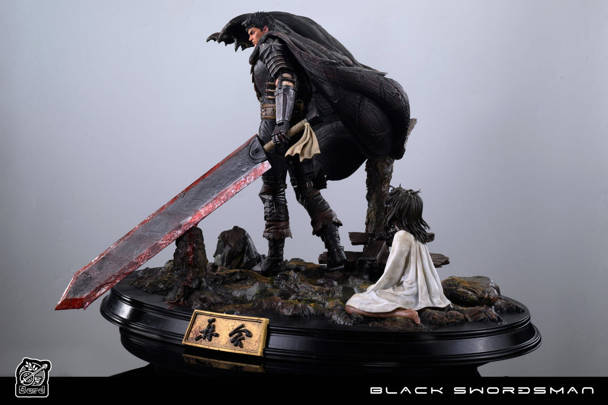 Bard Studio Guts and Casca Berserk resin statue full view on display base