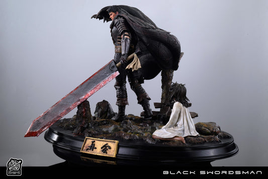 Bard Studio Guts and Casca Berserk resin statue full view on display base