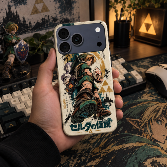 Zelda Link phone case (ivory) held in hand