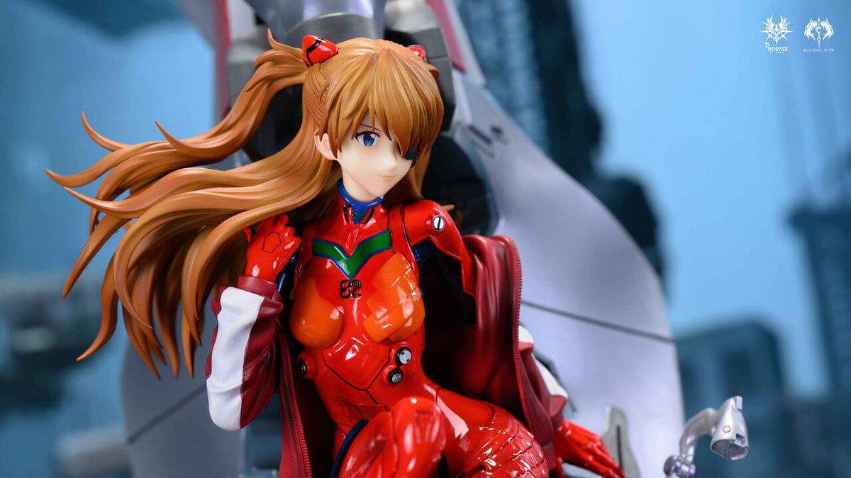 Asuka Langley statue face and plugsuit close up