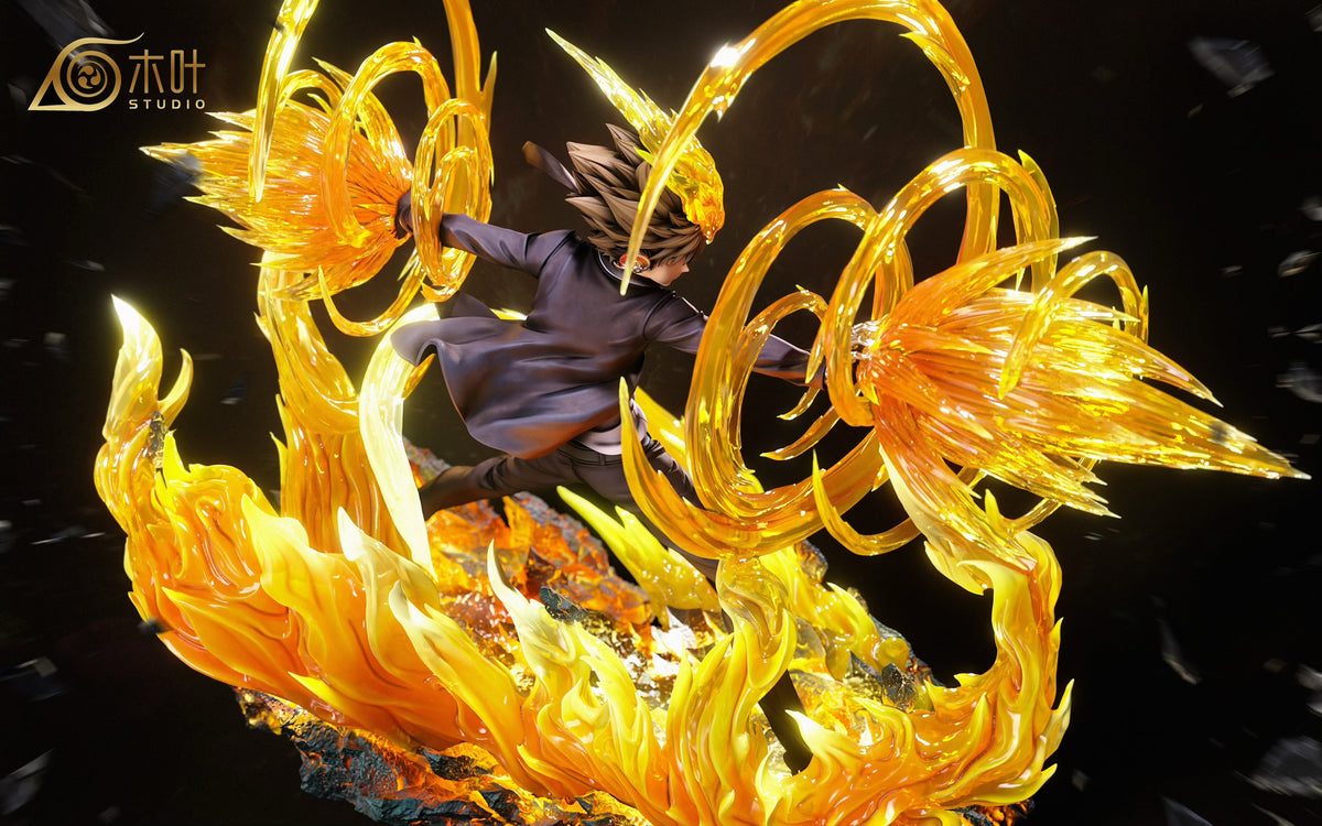 Tsunayoshi Sawada statue rear three-quarter view with flame effects