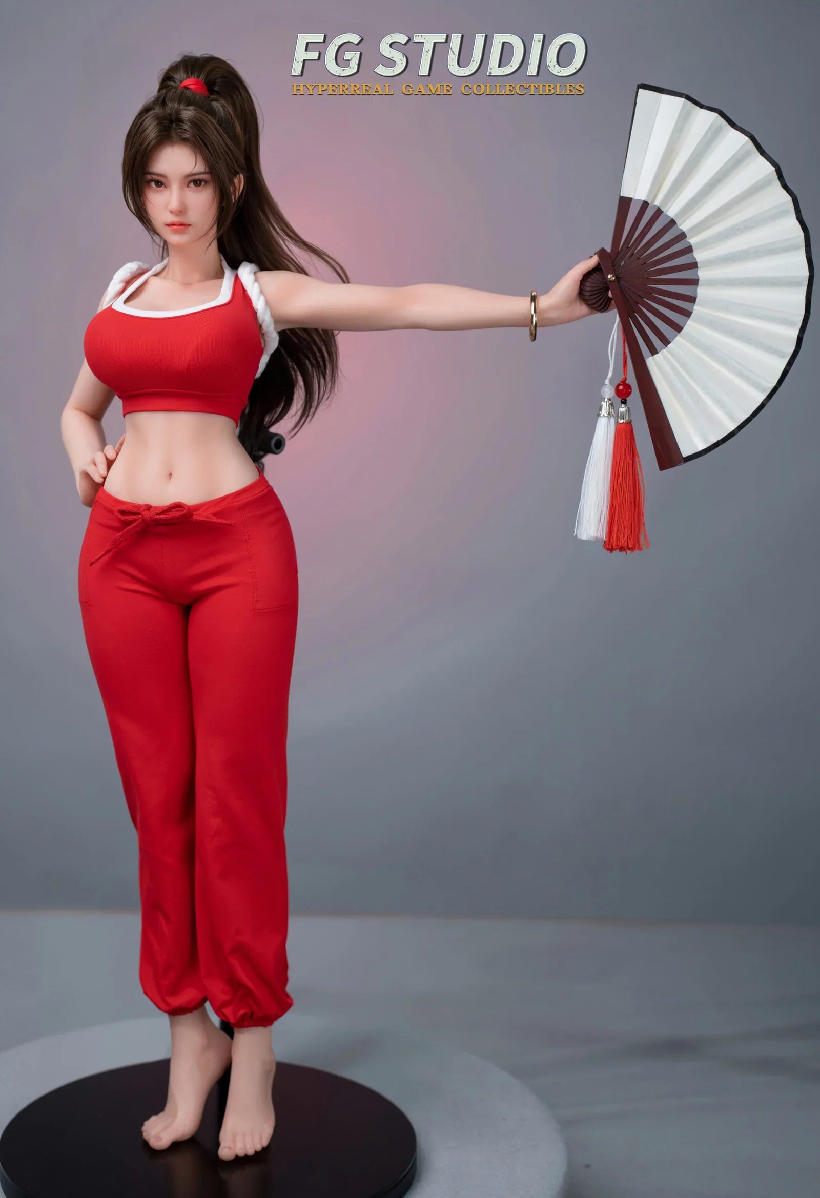 Mai Shiranui silicone statue holding signature folding fan
