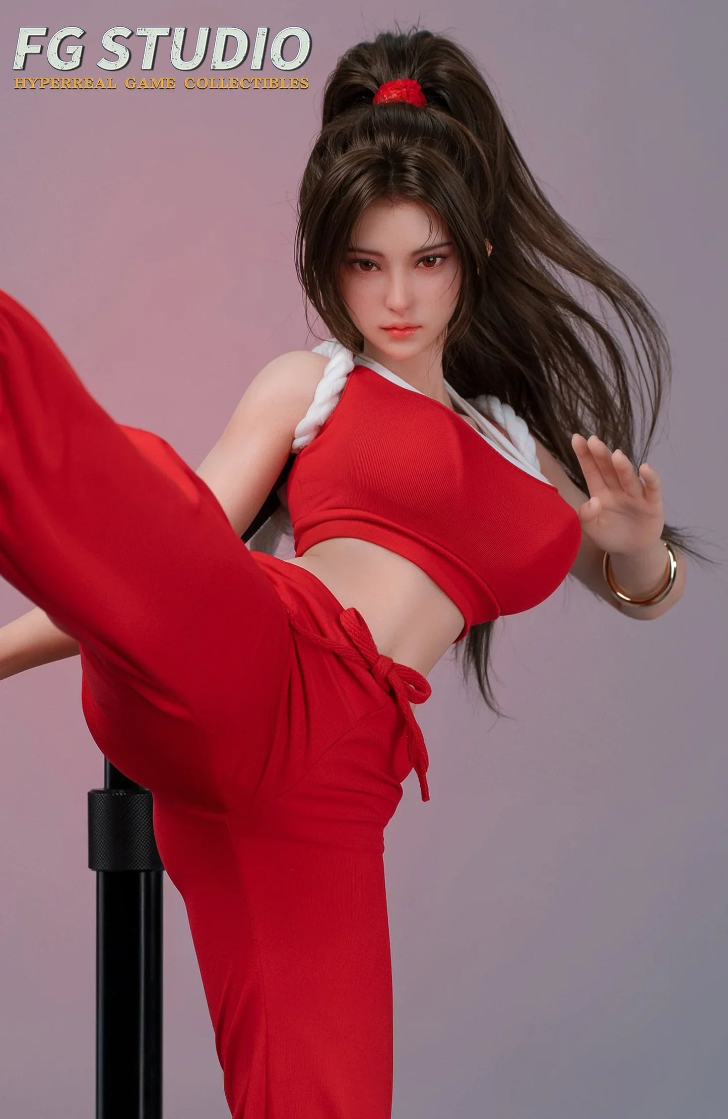 Mai Shiranui 1/3 silicone statue posed in high kick stance