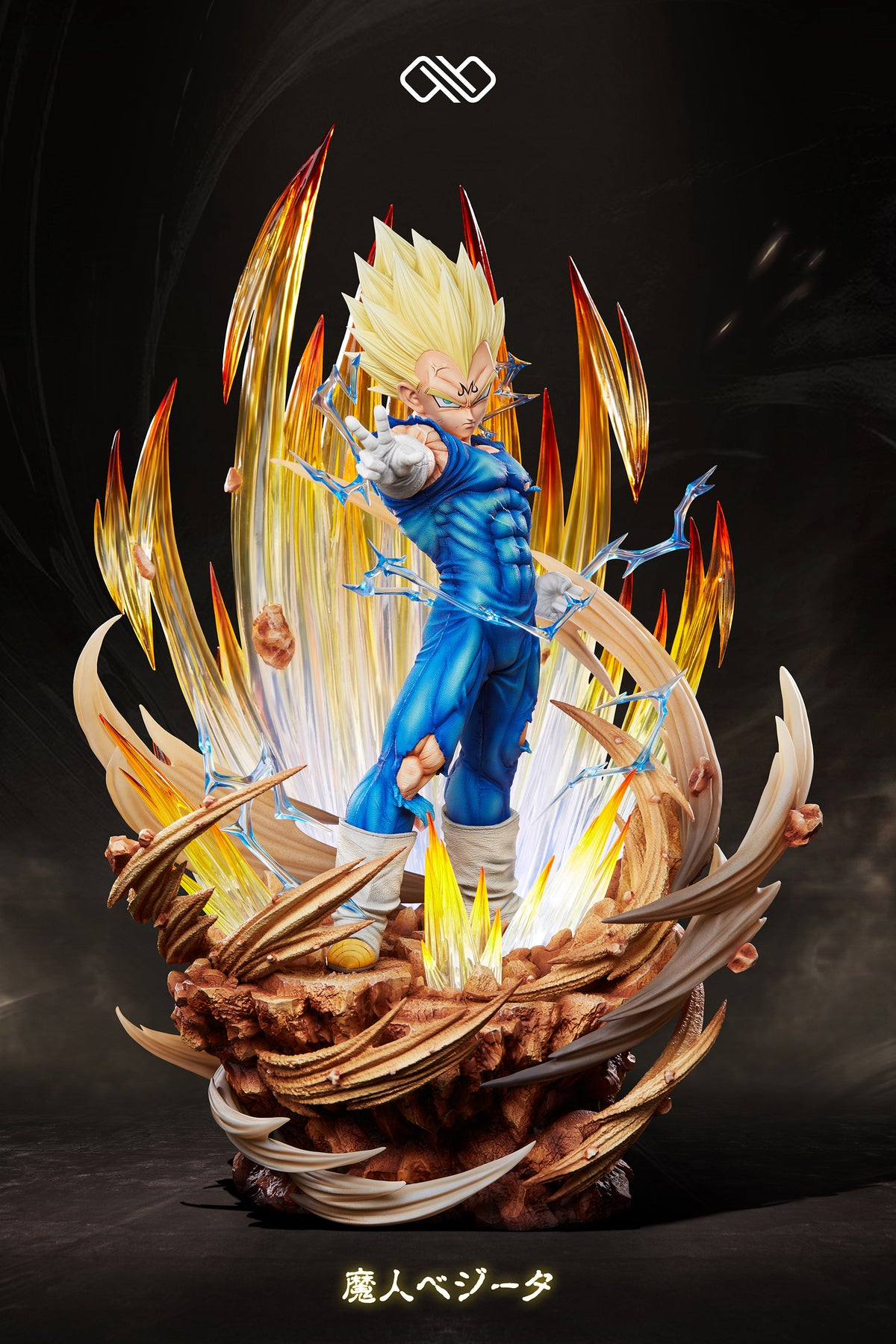 Infinite Studios Majin Vegeta 1/4 resin statue with flame aura