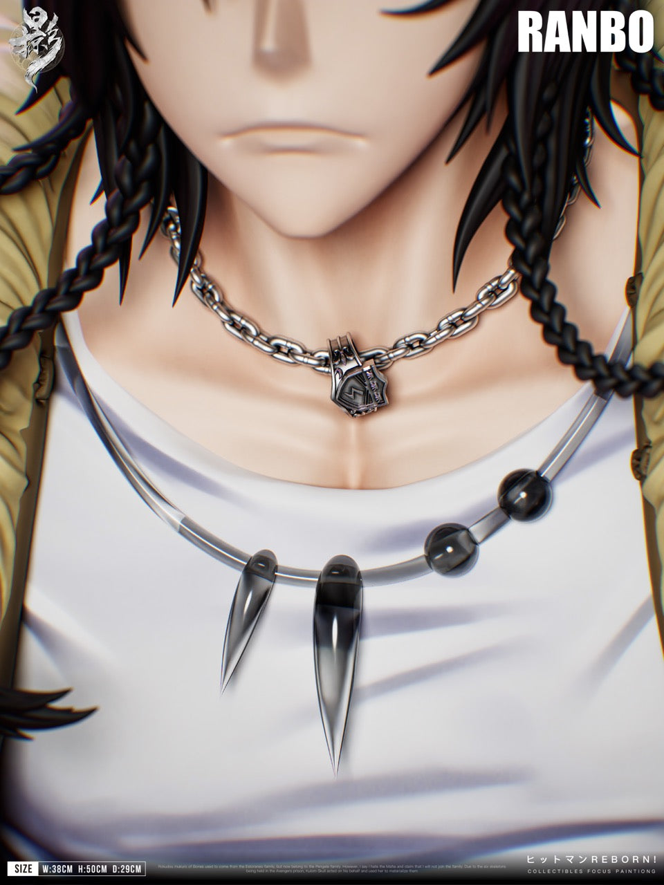 Lambo statue necklace and chest detail