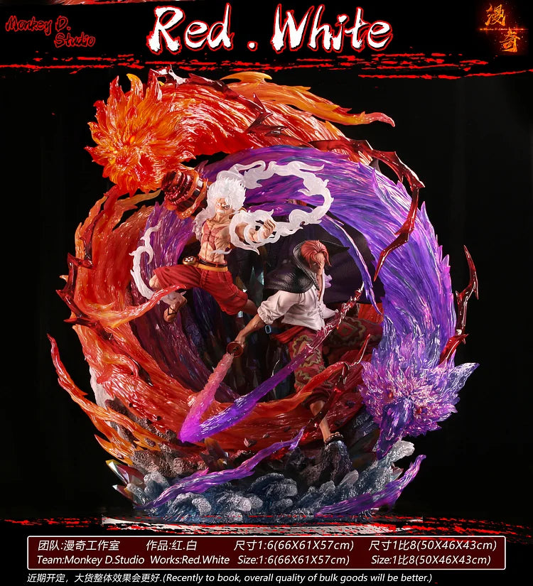 One Piece -  Luffy and Shanks - Red/White by Monkey D. Studio
