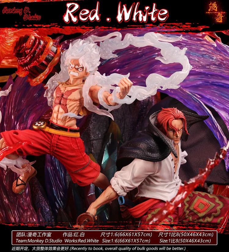 One Piece -  Luffy and Shanks - Red/White by Monkey D. Studio