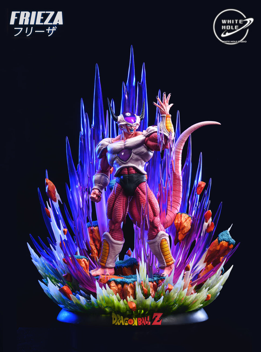 Dragon Ball - White Hole Studio Frieza 2nd Form 1/6 EX resin statue - full front view with LED aura base - DaWeebStop